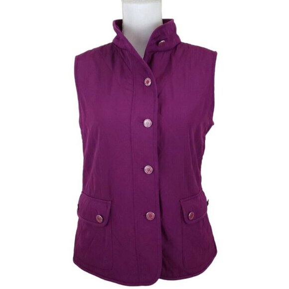 Talbots ~Woman Size S~ Purple Button Up Vest Pockets. - Picture 10 of 12